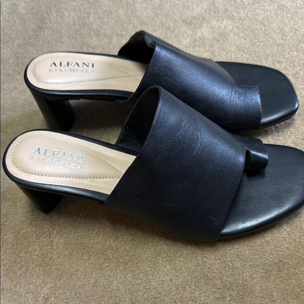 Alfani Black Mules with Matte Leather Finish